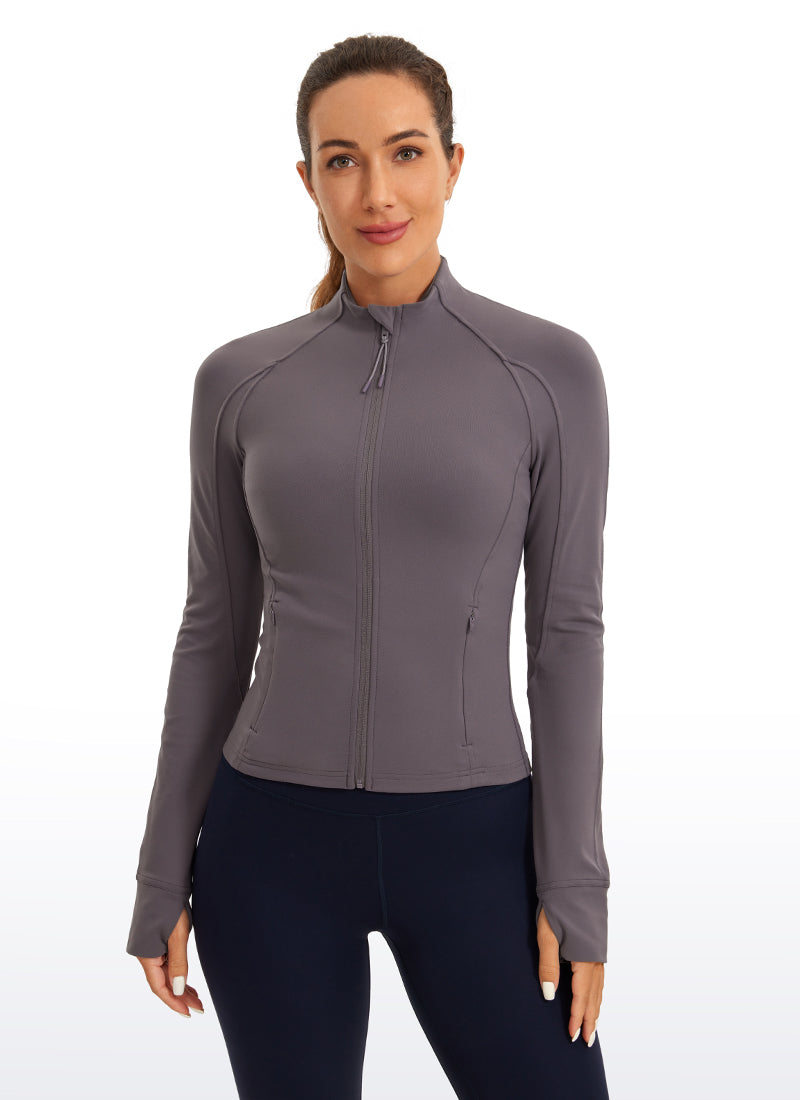 CRZ YOGA Pambabae Butterluxe Mga Panlabas na Damit na May Buong Zip na may Crop Pocket na may Tornado