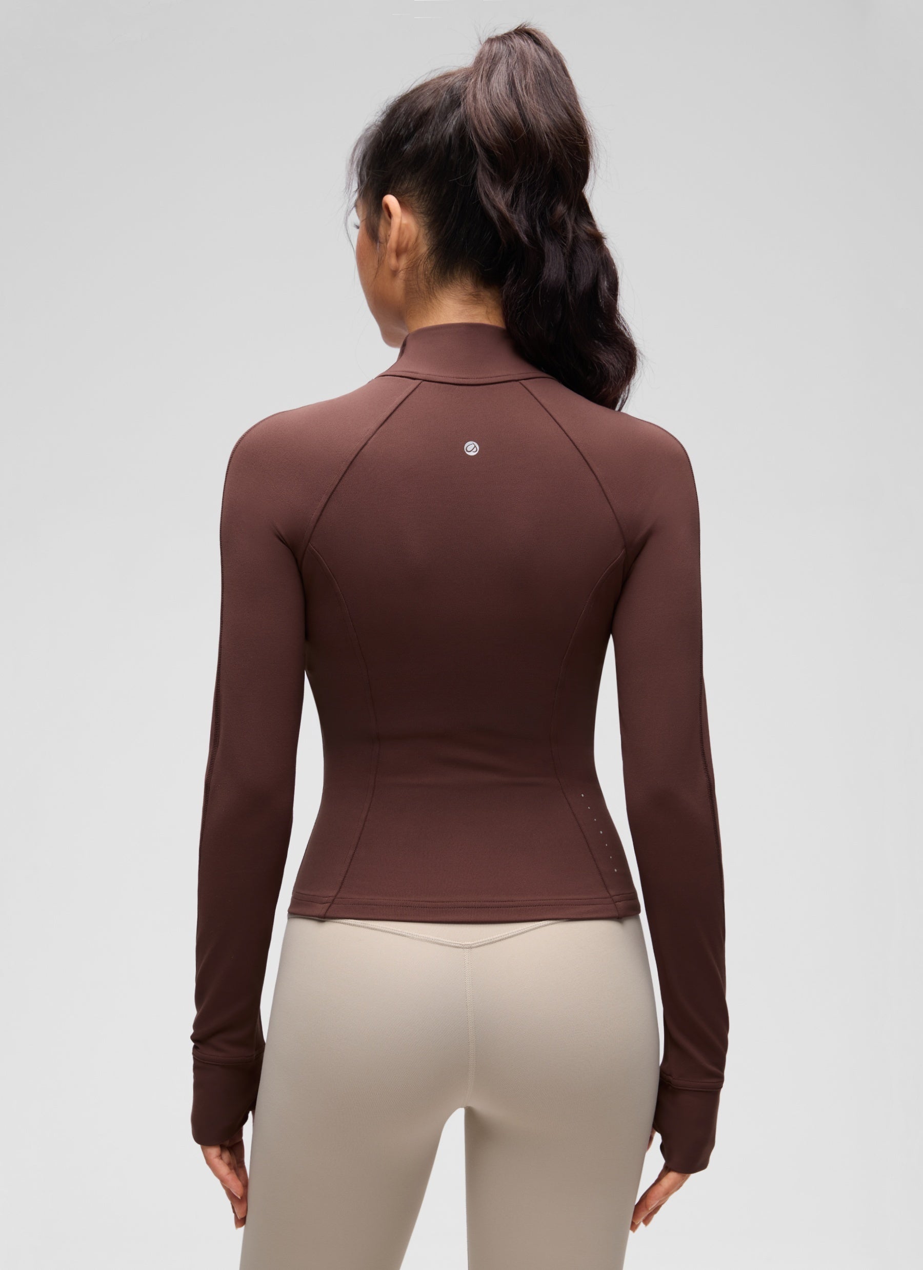 CRZ YOGA Pambabae Butterluxe Mga Panlabas na Damit na May Buong Zip na Kulay Taupe